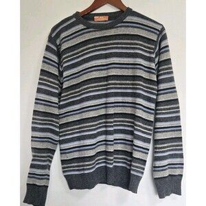 Vintage Iceland Sweater Mens L Wool Italy Striped Casual Preppy Academia